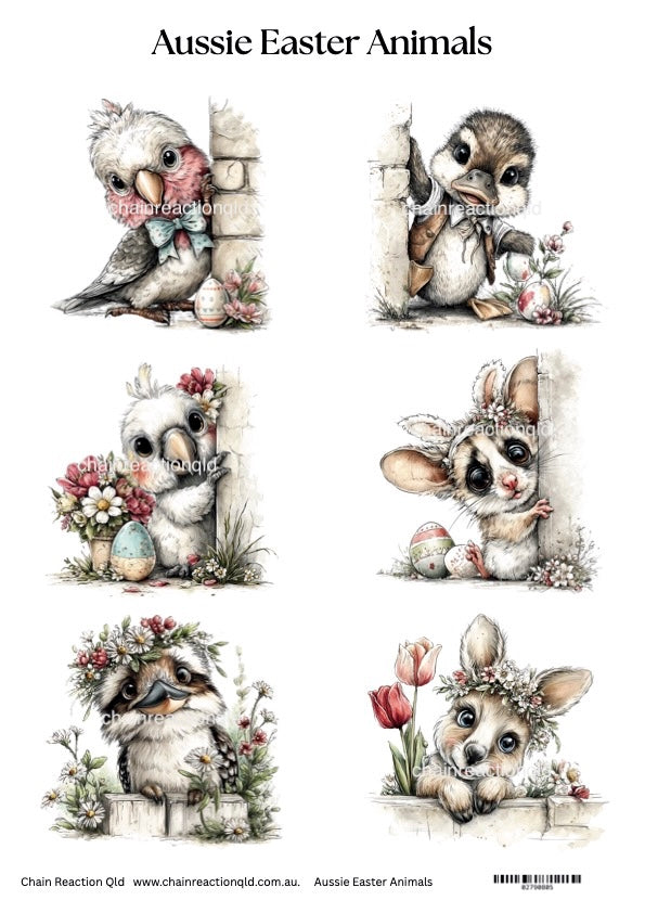 aussie easter animals, cut apart sheet