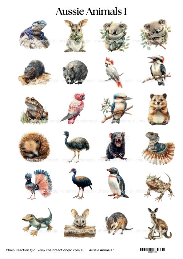 Aussie Animals 1 - Cut Apart Sheet