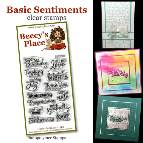 Beccy's Place - Basic Sentiments, Clear Stamp Set