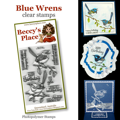 Beccy's Place Blue Wrens Stamp set