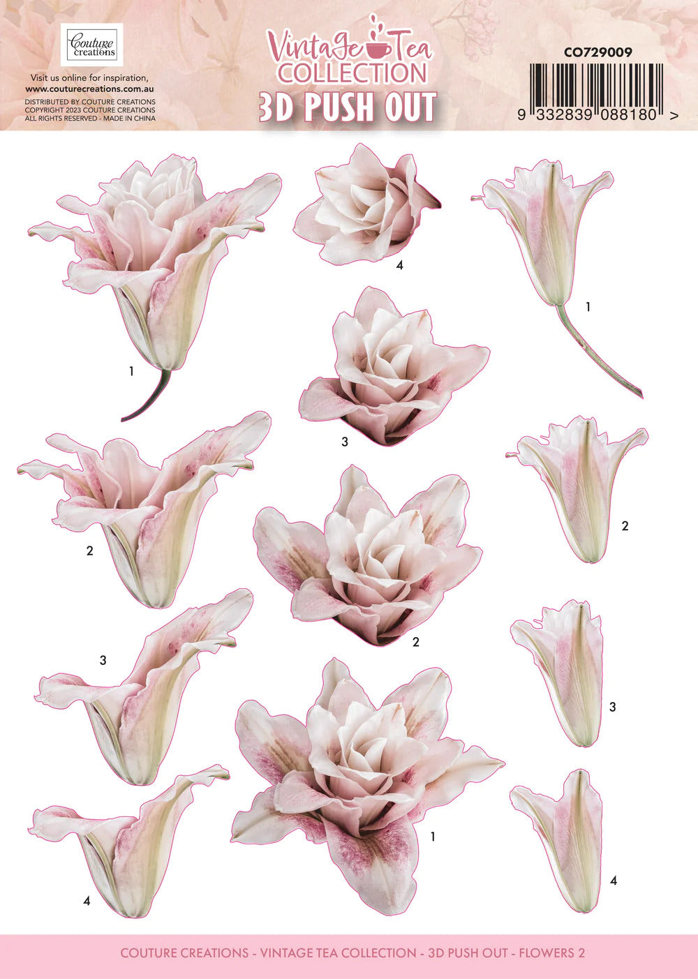 3D Diecut sheet - Vintage Tea / Flowers 2