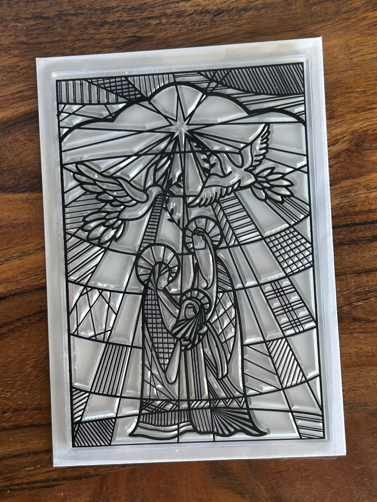 nativity scene in stain glass look, 4 x 6 stamp