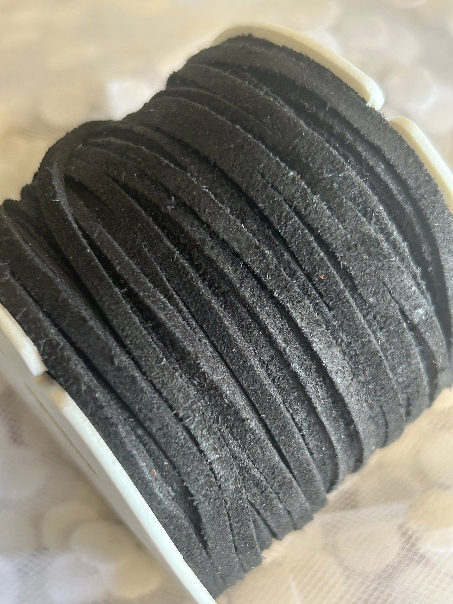 black suede leather, 25m roll