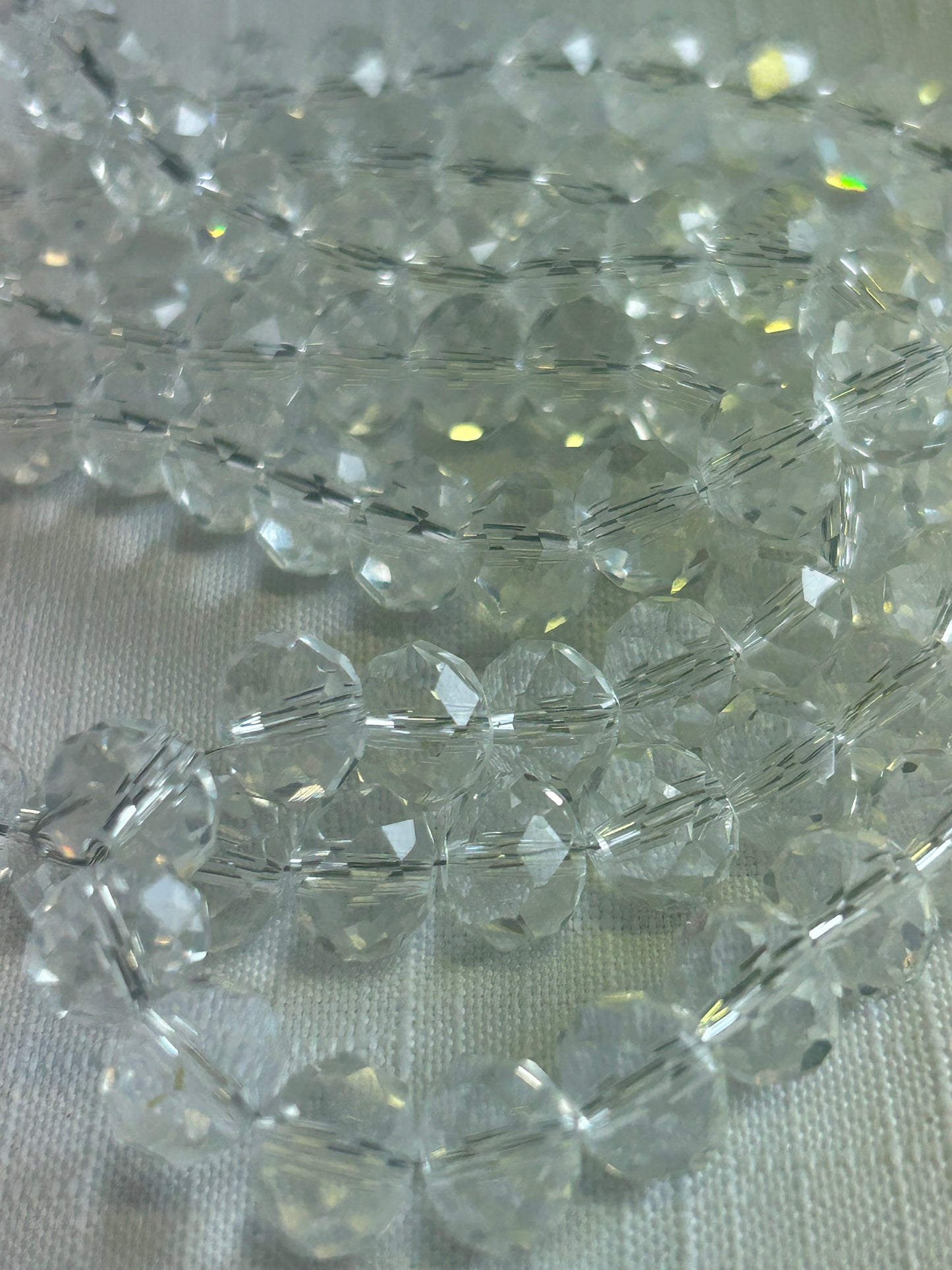 10mm rondelle faceted glass beads, 70 pieces 54cm strand