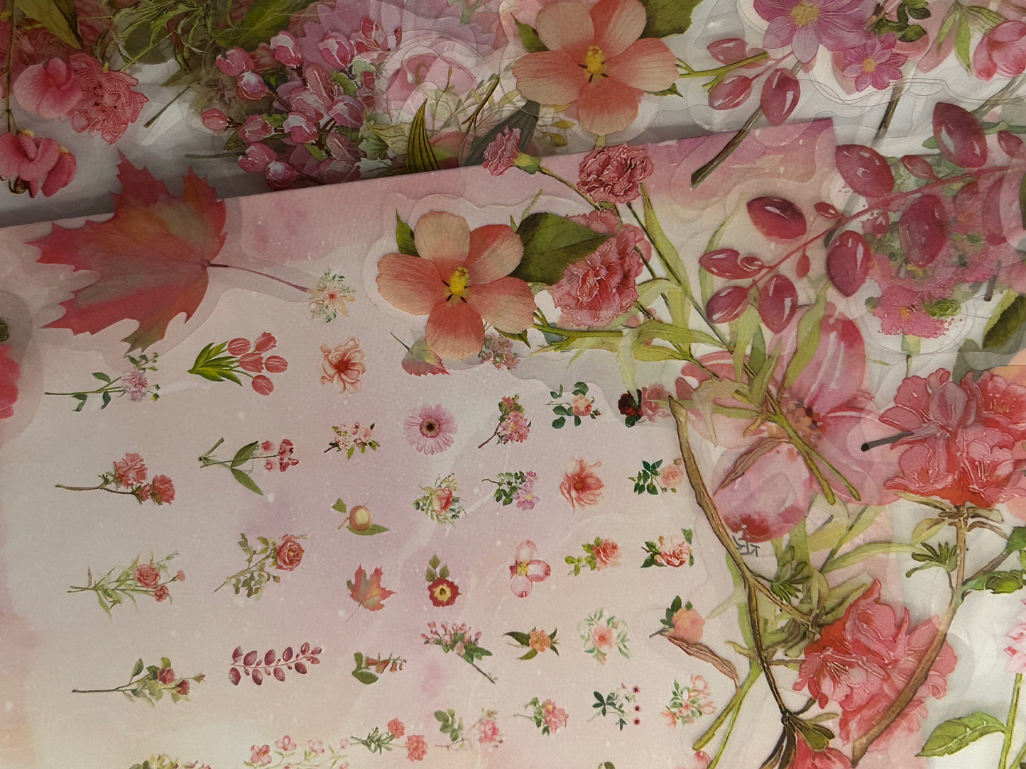 Floral Stickers – Clear PET Backing - 100 Pack