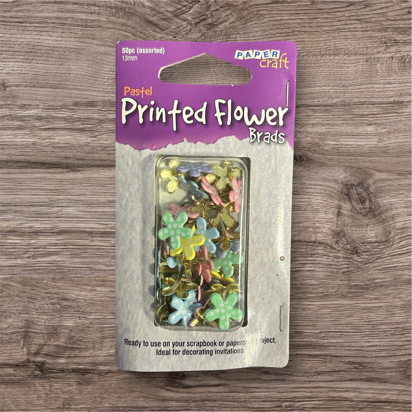 Brads - Pastel Printed Flowers 50 pack