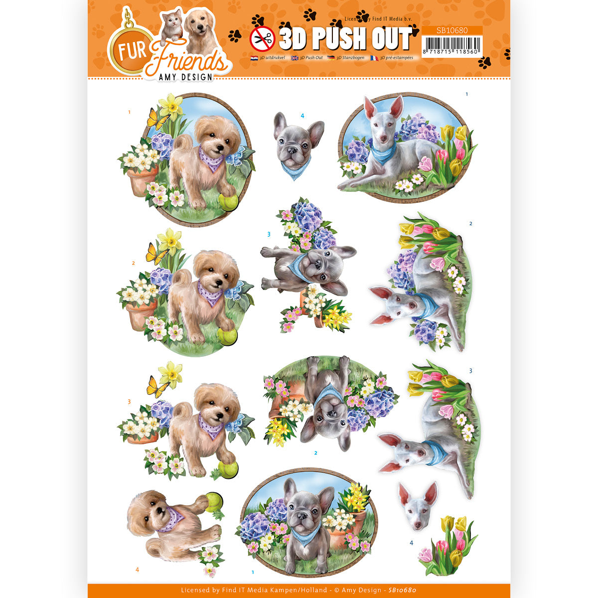 3D Diecut Sheet - Amy Design / Fur Friends / Dogs in the Garden