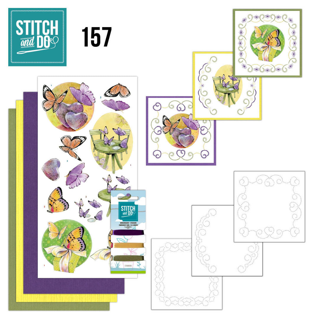 stitch and do embroidery card kits #157 butterfly touch