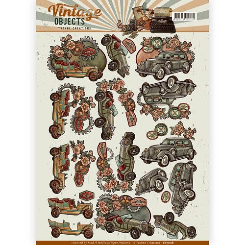 3D Diecut Sheet - Yvonne Creations / Vintage Objects