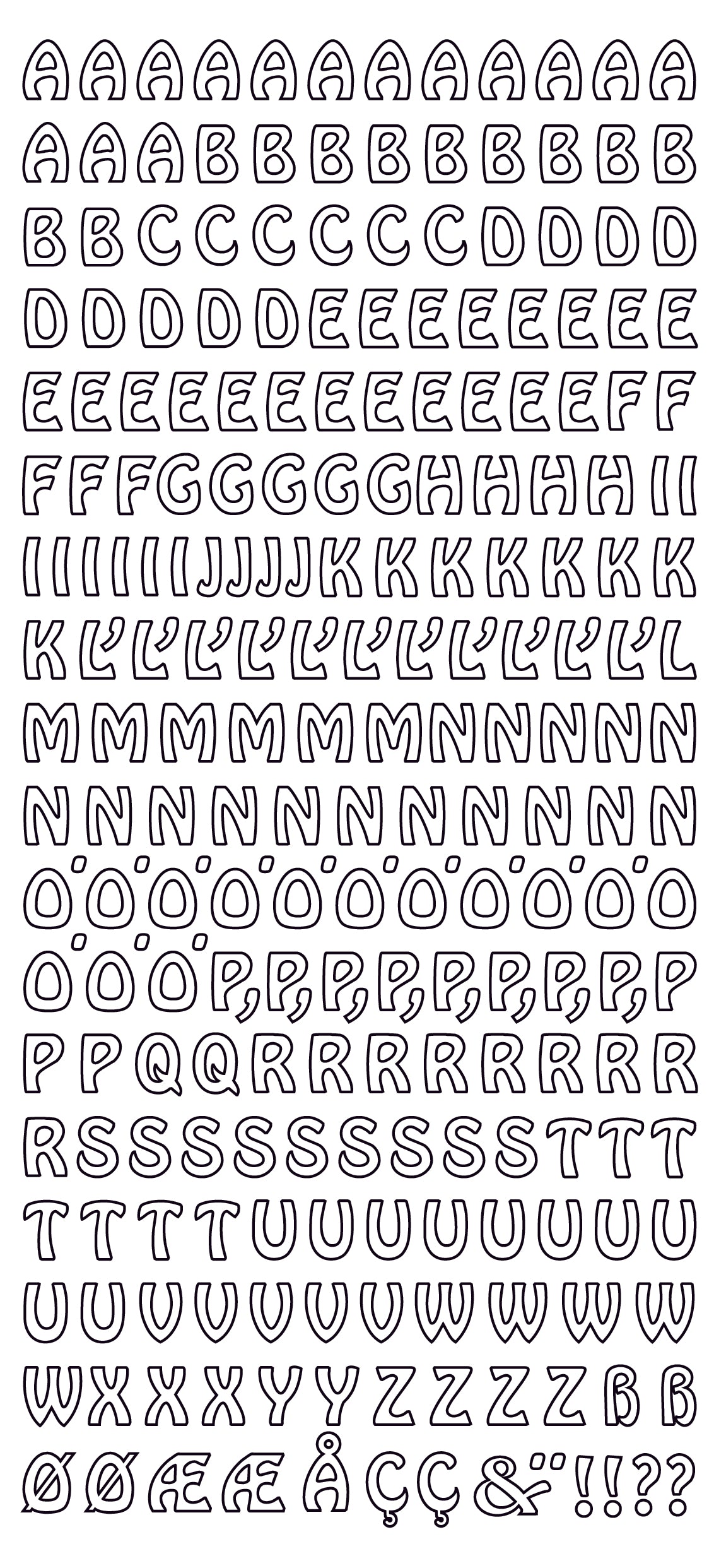 Alphabet capitals, gold