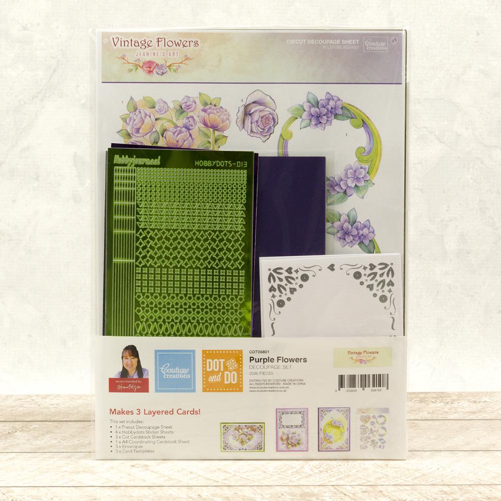 Dot & Do 3D Push Out Kit - Purple Flowers