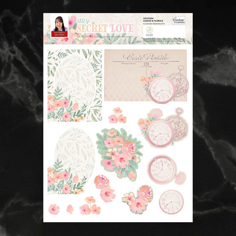 3D Diecut Sheet - My Secret Love / Clocks & Florals