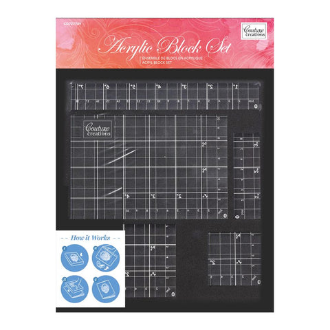 Acrylic Block Set with Grid Lines (5 piece, 8mm thick)
