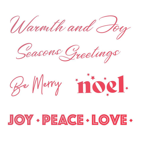 warmth and joy sentiments, mini stamp set, 5 piece, couture creartions
