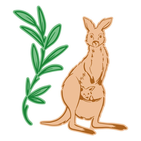 sweeping plains, kangaroo mini die and stamp set, 2pce
