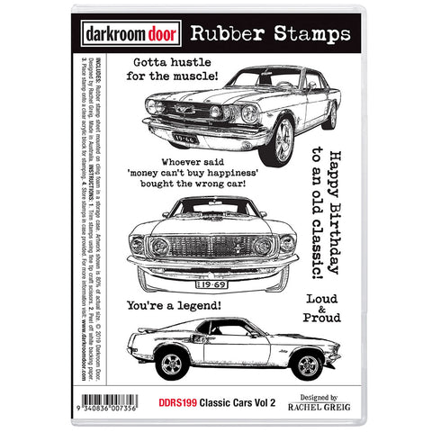 stamp set, classic cars volume 2 from darkroom door, 175 x 115mm