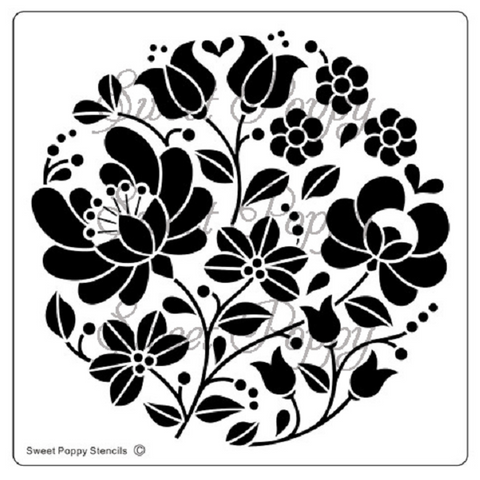 honeysuckle circle sweet poppy stencil, stainless steel stencil, 125x125mm