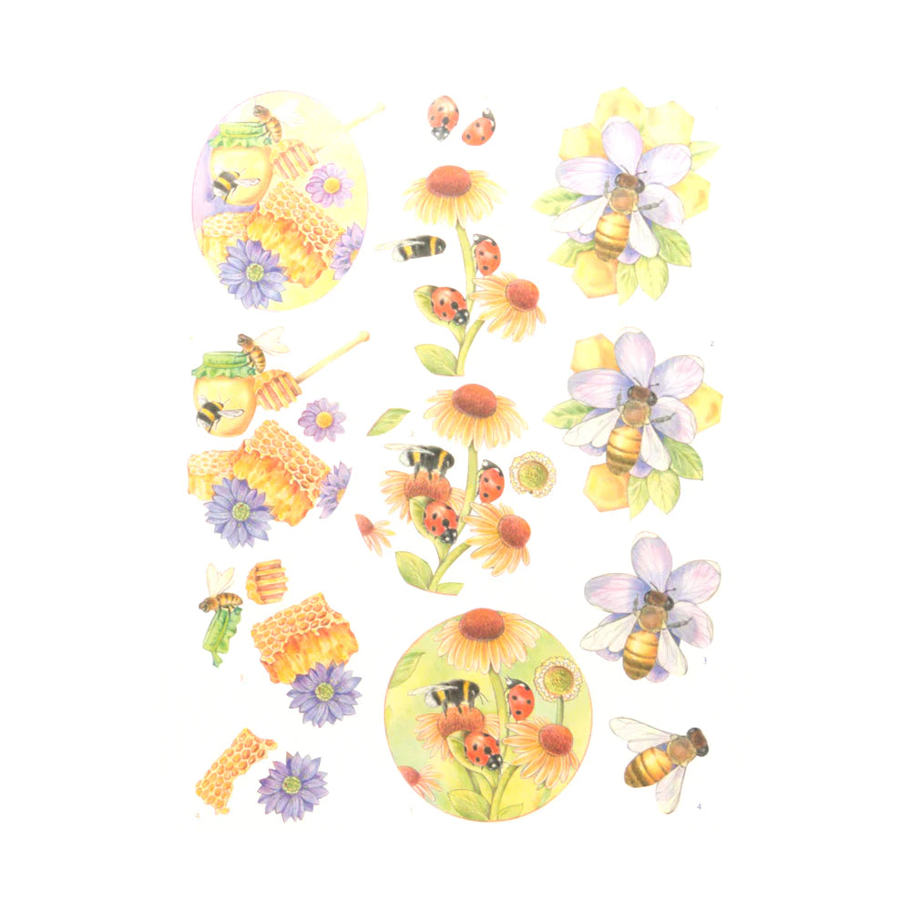 buzzing bees, sweet bees, 3d sheet, 3 designs