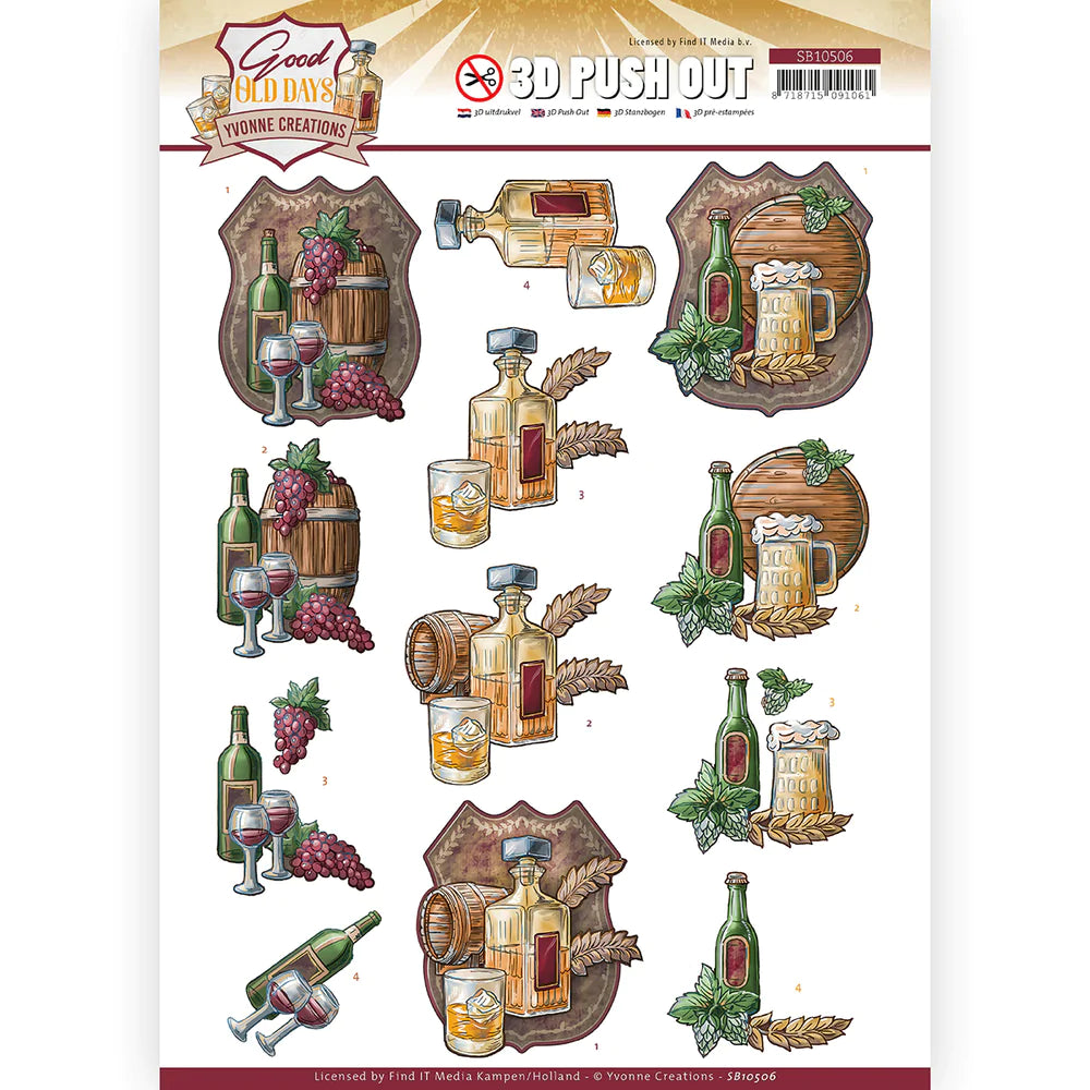 men's cards, mens themes, whisky and wine, 3d sheet, yvonnes creations, good old days, 3 designs