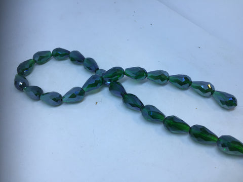 10mm x 15mm Teardrop Faceted Luster Finish / Evergreen