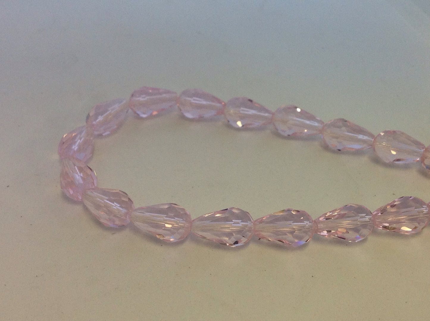Faceted Glass Drop Bead, Baby Pink