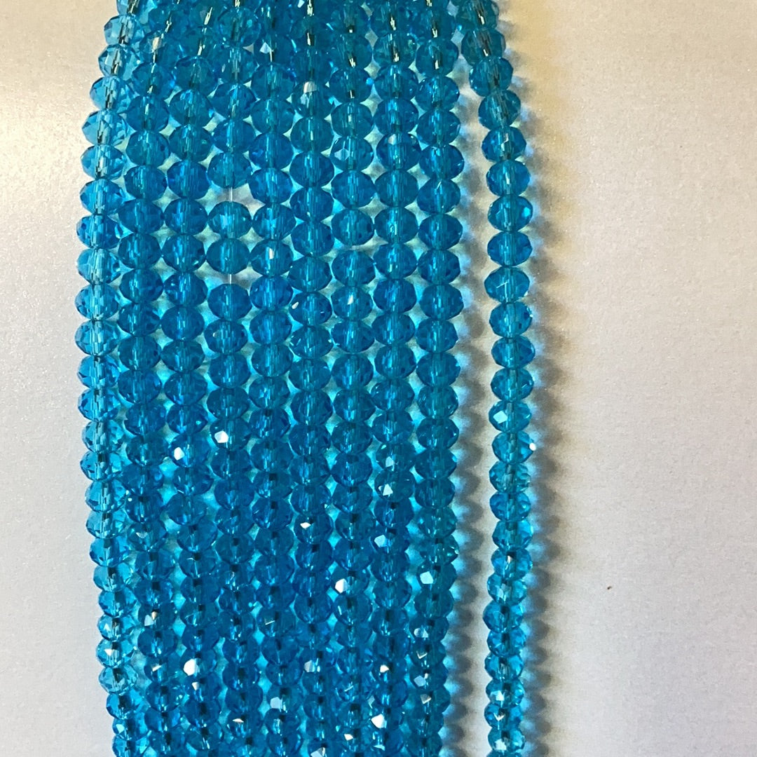 6mm Faceted Rondelle Glass Beads
