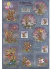 Dudex crafts die cut Waterfall Toppers - Teddy Bears