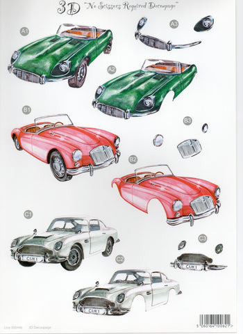 Classic Cars, Die cut A4 sheet