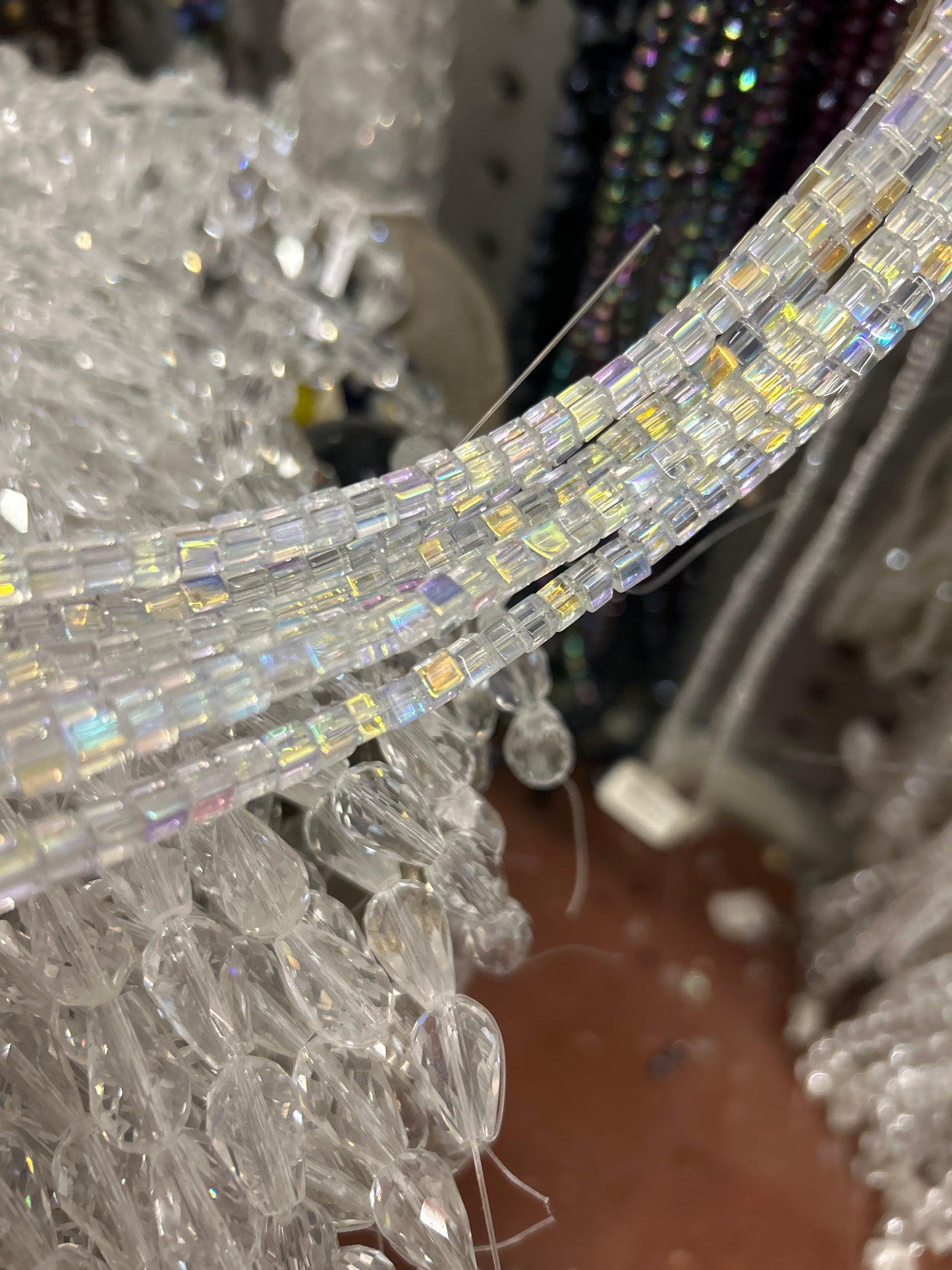 5mm Faceted Glass Cube  Beads AB