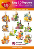 drinks & cocktails 3d toppers, hearty crafts, pk of 10 designs