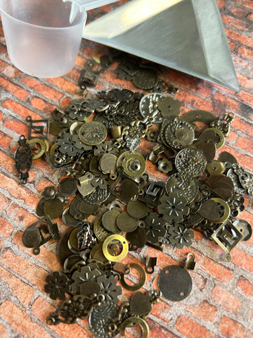 bronze stampings, charms, findings