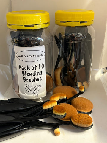 blending brushes pack of ten in handy storage jar