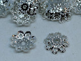 silver colour filigree bead cap 30 pieces 10mm