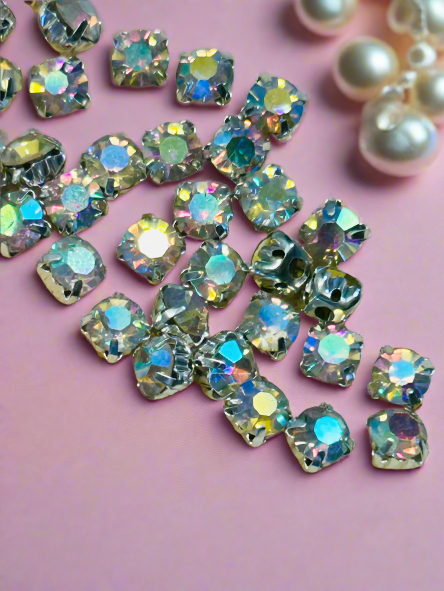 sew on rhinestones 50 pack 6mm with ab finish