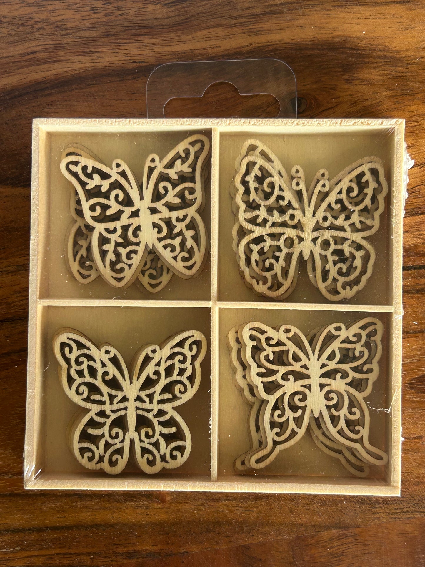 wooden embellishment, butterfly 20 pieces