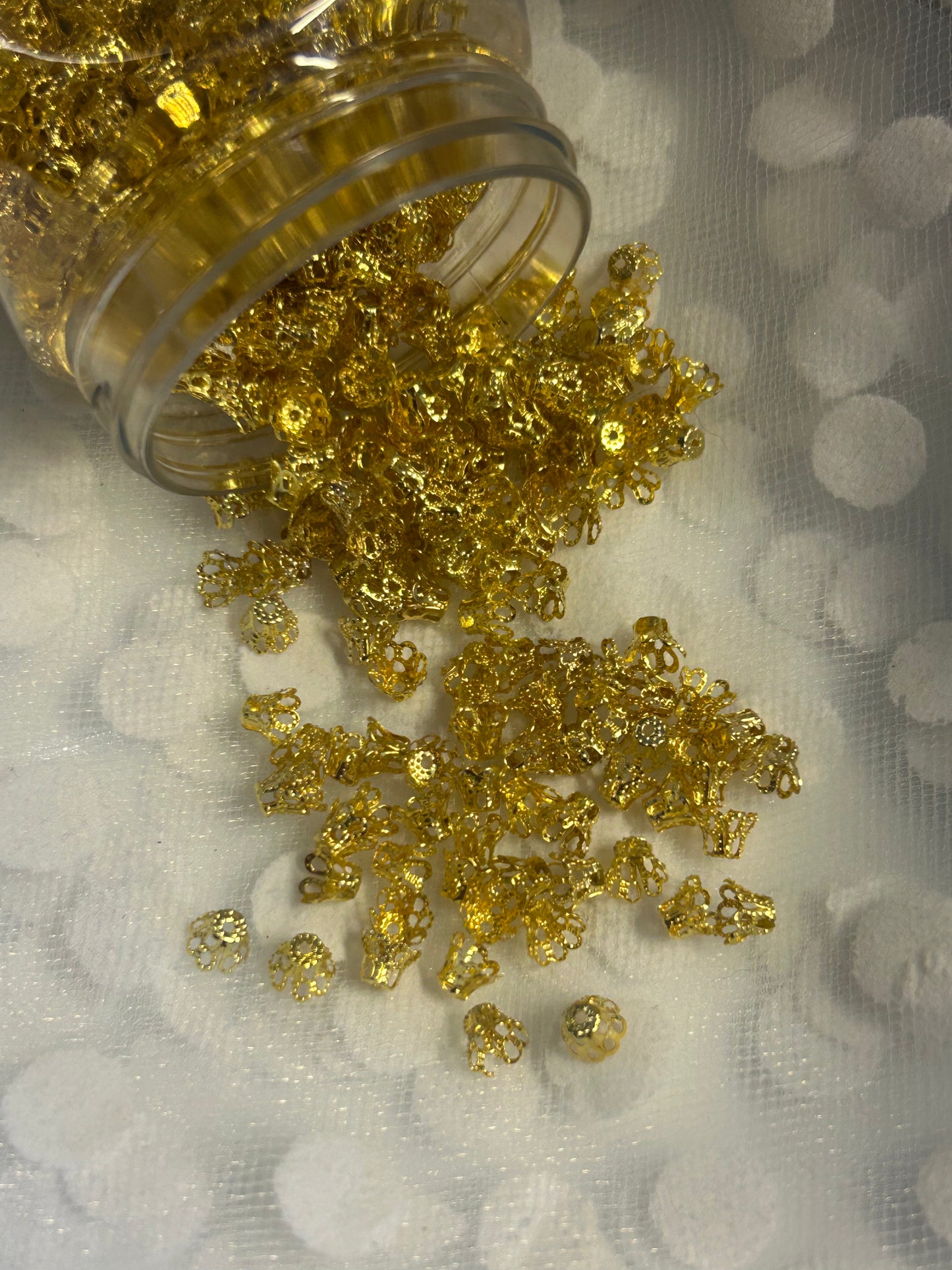 bell shape bead cap, golden colour approx 4x6mm, 40 per pack