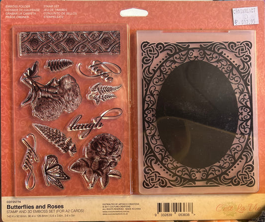 Stamp & Emboss Set / C'est La Vie / Butterflies & Roses