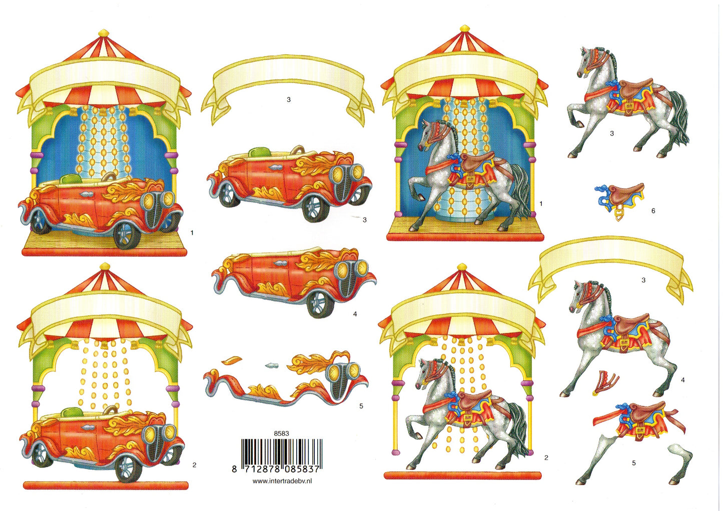 Knipvel Dieren / 3D Sheet / Carousel