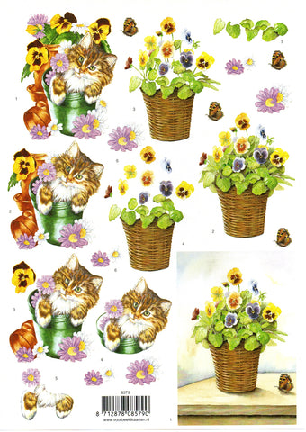 Voorbeeldkaarten / 3D Sheet / Kitten & Violets