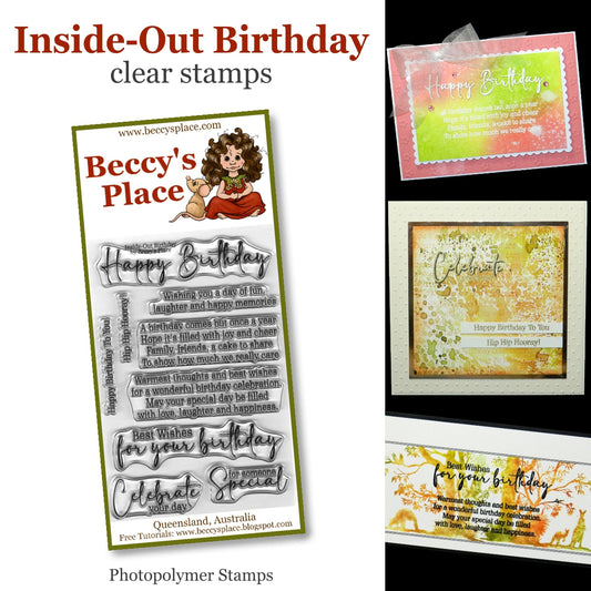 Beccy's Place - Inside Out Birthday, Clear Stamp Set