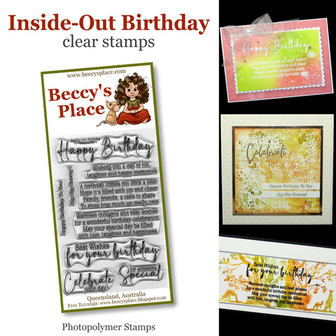 Beccy's Place - Inside Out Birthday, Clear Stamp Set