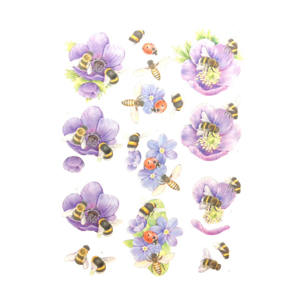 3D Diecut sheet - Jeanine's Art / Purple Flowers