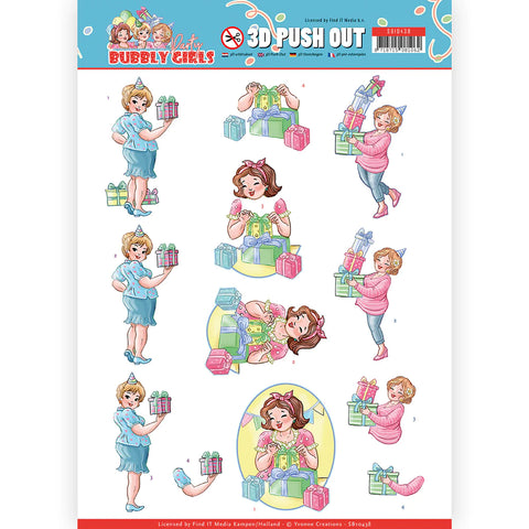 3D Diecut sheet - Yvonne Creations / Bubbly Girls / Party / Decorating