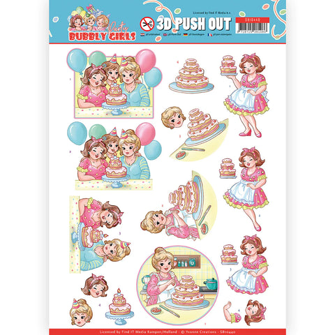 3D Diecut sheet - Yvonne Creations / Bubbly Girls / Party / Baking
