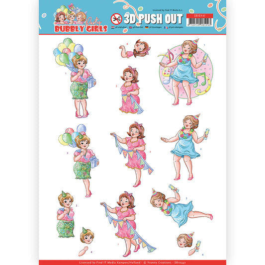 3D Diecut sheet - Yvonne Creations / Bubbly Girls / Party / Party Time