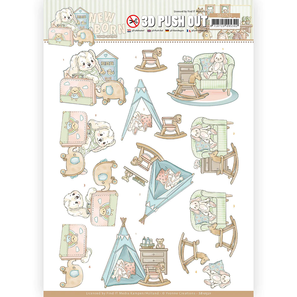 3D Diecut sheet - Yvonne Creations / Newborn / Baby Rocking Horse