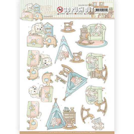 3D Diecut sheet - Yvonne Creations / Newborn / Baby Rocking Horse