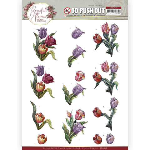 3D Diecut sheet - Yvonne Creations / Graceful Flowers / Colourful Tulips