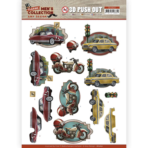 3D Diecut Sheet - Amy Design / Classic Men’s Collection / Cars