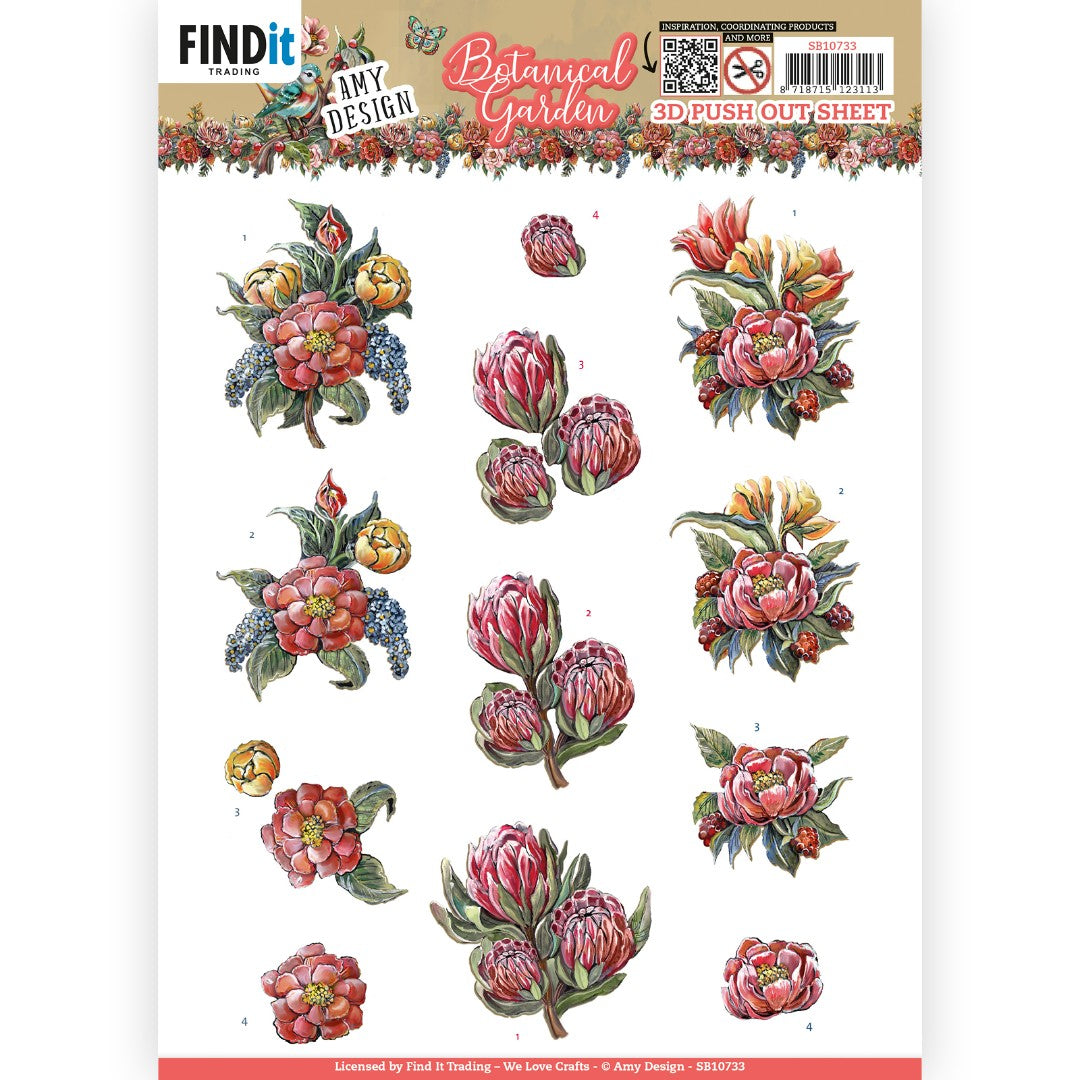 3D Diecut sheet - Amy Design / Botanical Garden / Red Protea